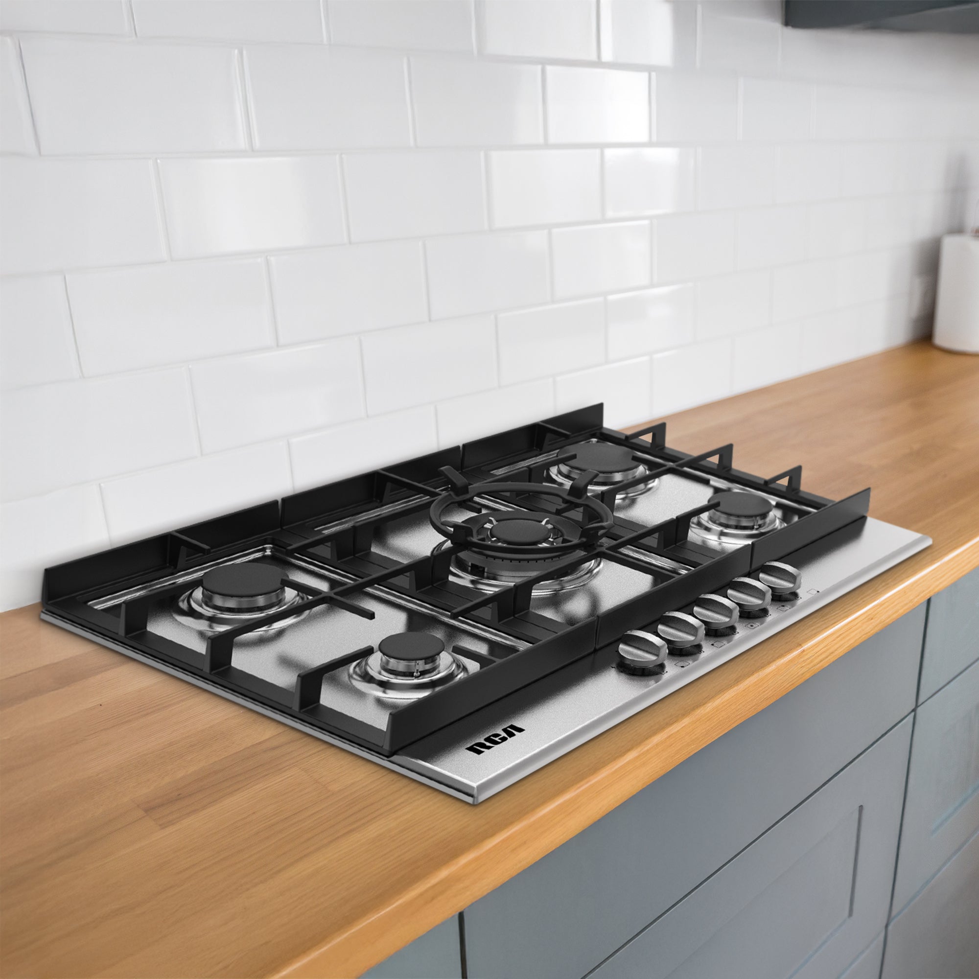 30 in. Century Collection Drop-In Gas Cooktop, 5 Burners, Cast Iron Grates, Metal Knobs in Stainless Steel