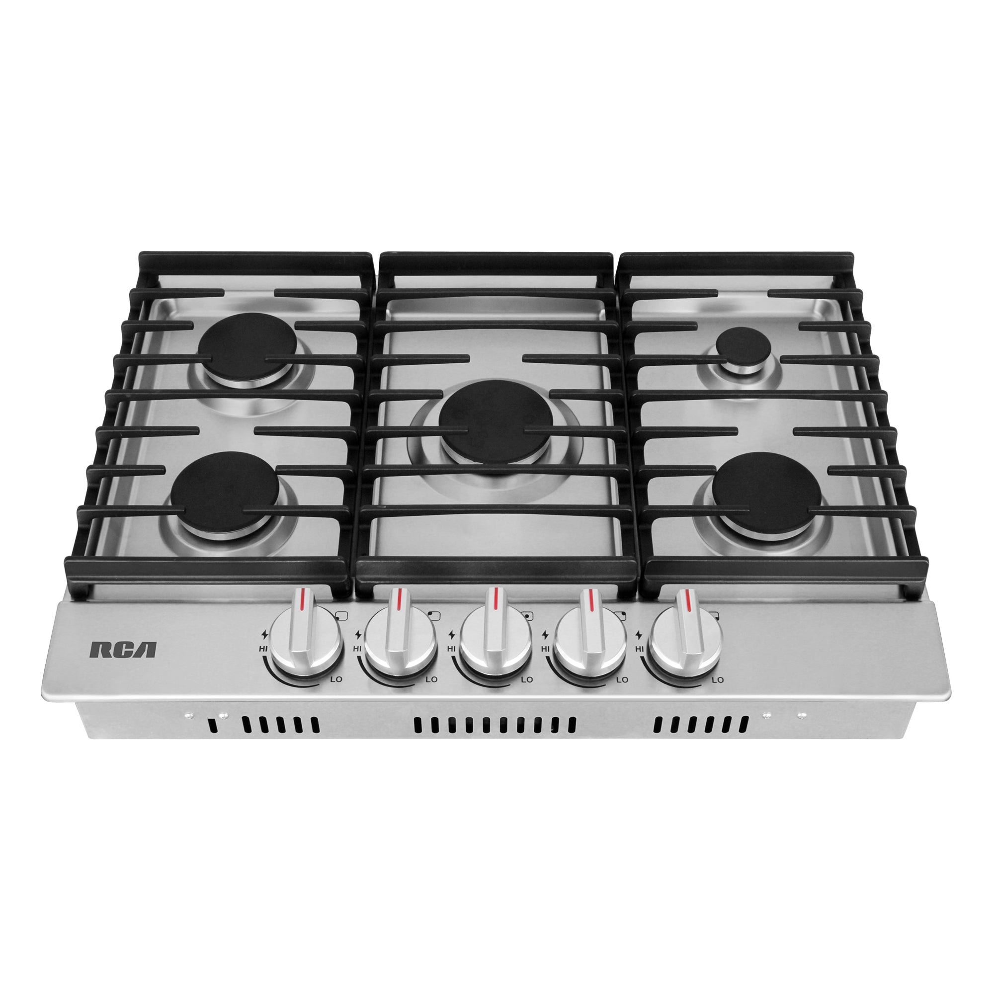 30 in. Legacy Collection Drop-In Gas Cooktop, 5 Burners, Cast Iron Grates, Metal Knobs in Stainless Steel