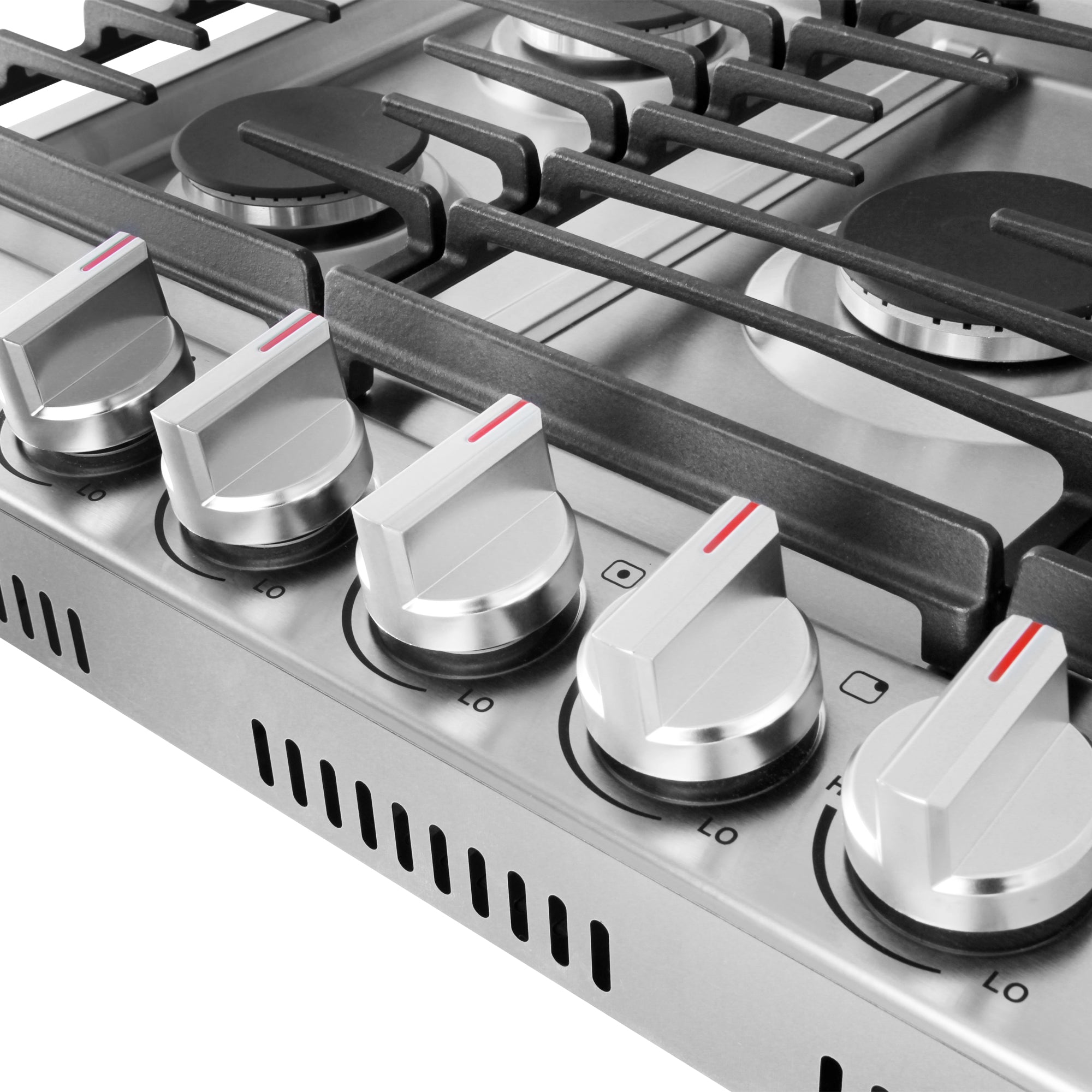 30 in. Legacy Collection Drop-In Gas Cooktop, 5 Burners, Cast Iron Grates, Metal Knobs in Stainless Steel