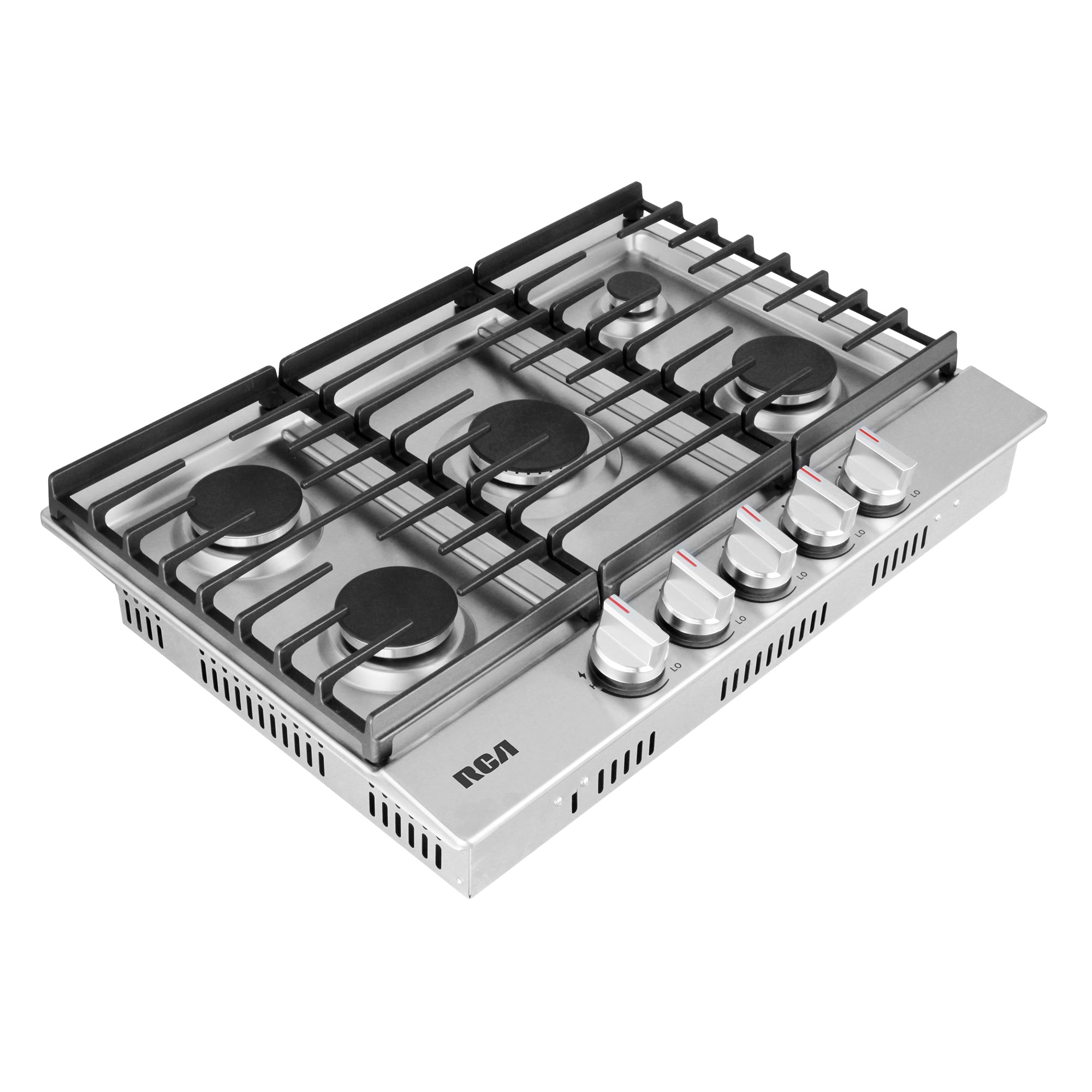 30 in. Legacy Collection Drop-In Gas Cooktop, 5 Burners, Cast Iron Grates, Metal Knobs in Stainless Steel