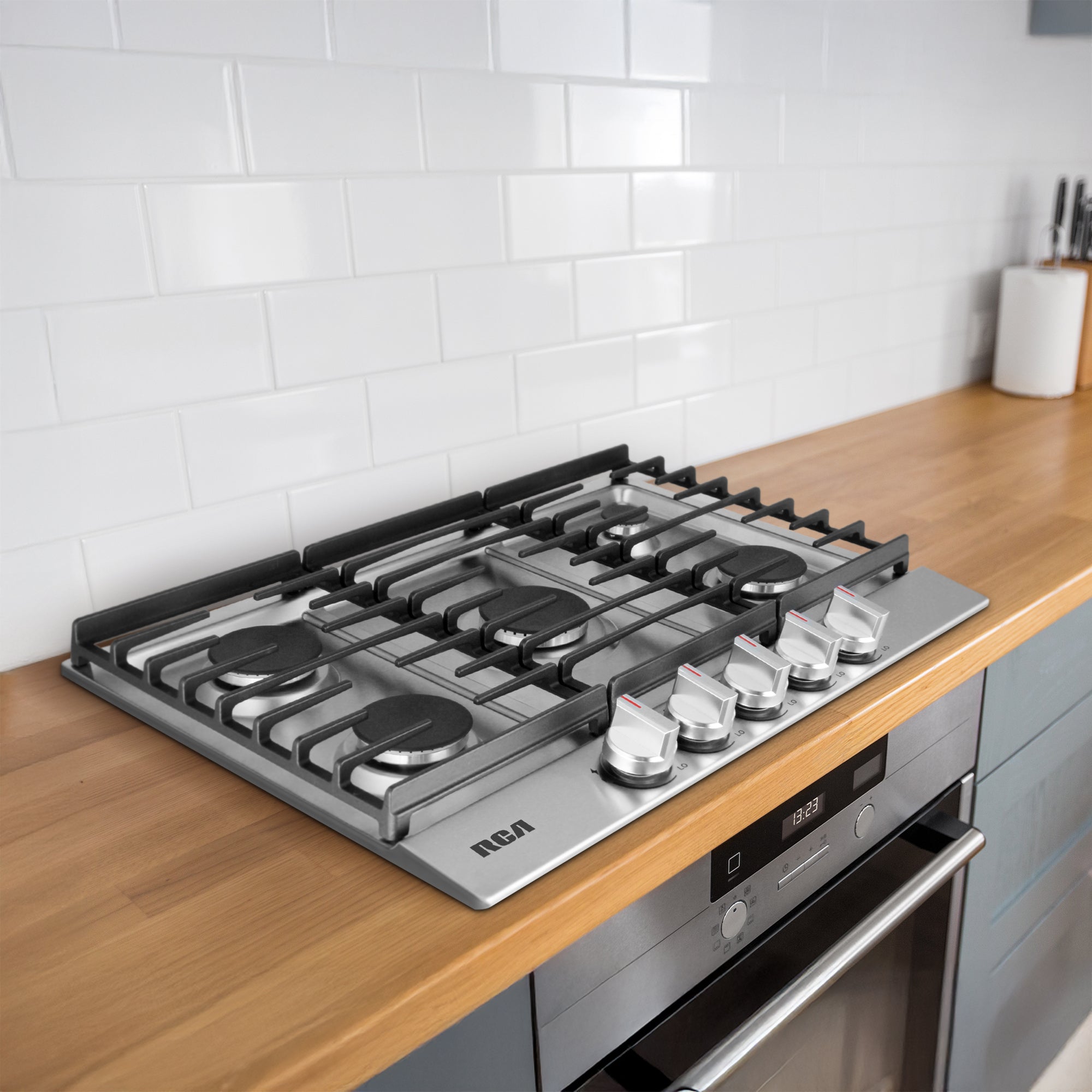 30 in. Legacy Collection Drop-In Gas Cooktop, 5 Burners, Cast Iron Grates, Metal Knobs in Stainless Steel
