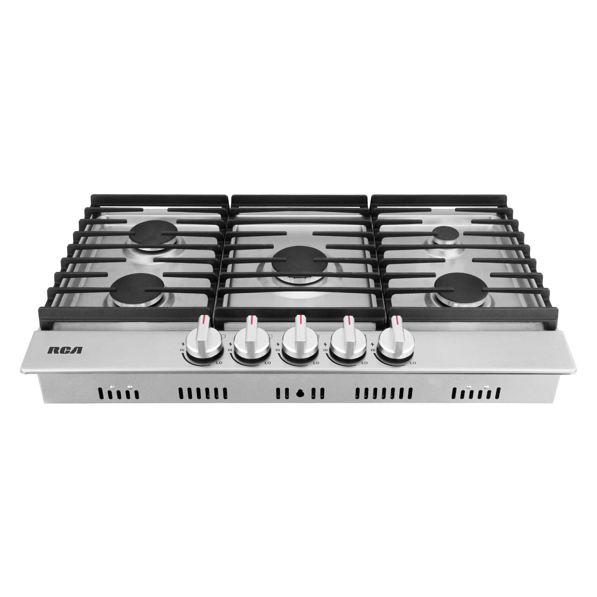 36 in. Legacy Collection Drop-In Gas Cooktop, 5 Burners, Cast Iron Grates, Metal Knobs in Stainless Steel