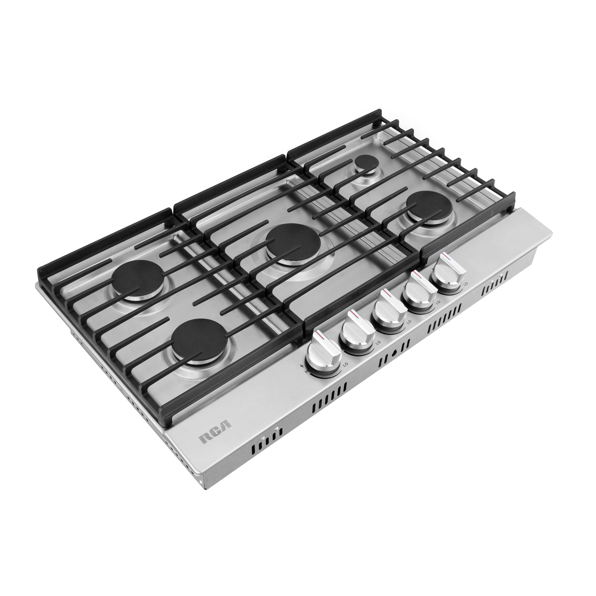 36 in. Legacy Collection Drop-In Gas Cooktop, 5 Burners, Cast Iron Grates, Metal Knobs in Stainless Steel