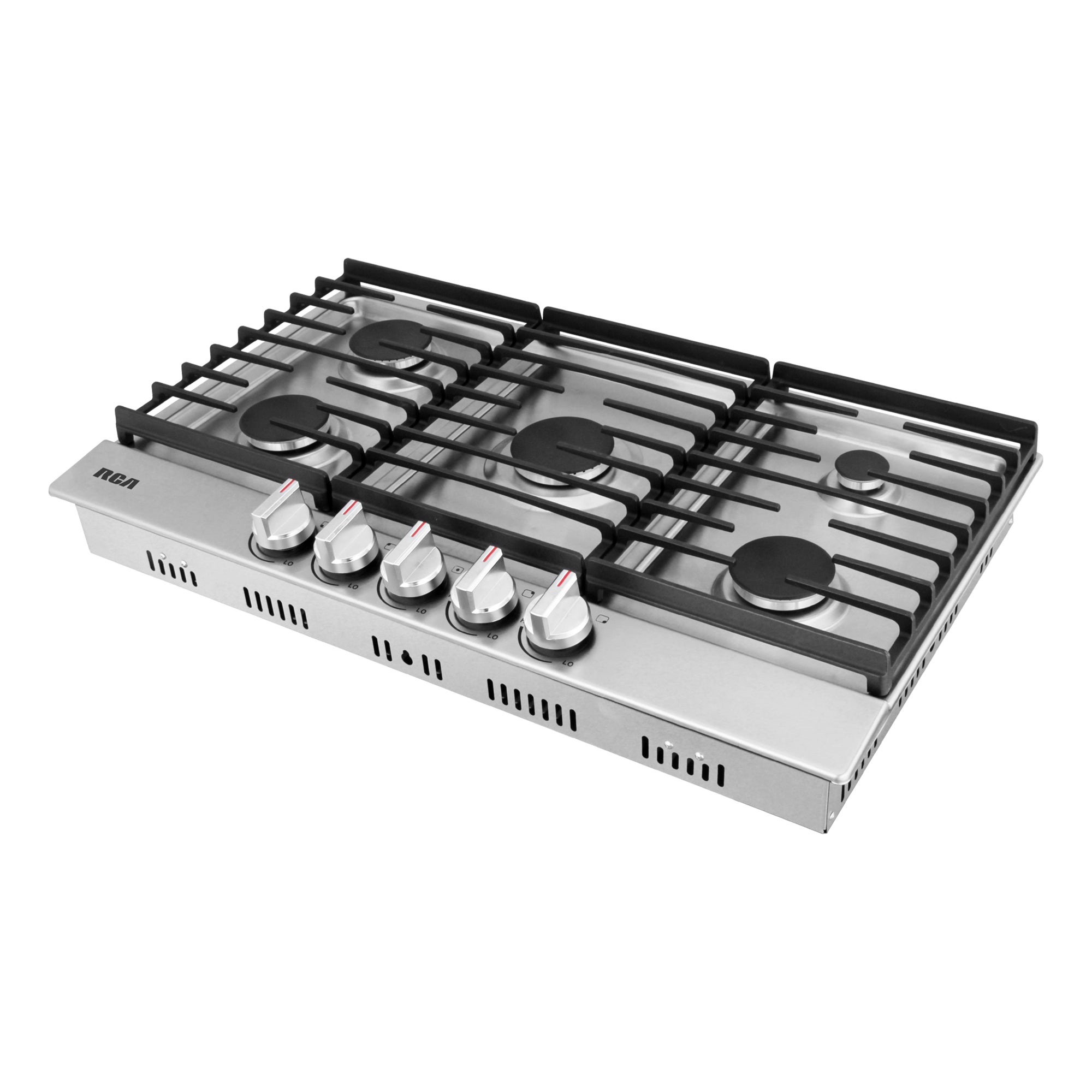 36 in. Legacy Collection Drop-In Gas Cooktop, 5 Burners, Cast Iron Grates, Metal Knobs in Stainless Steel
