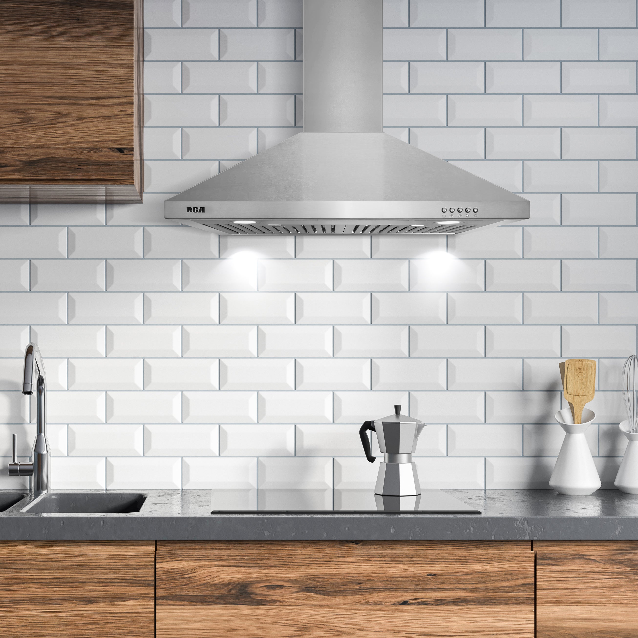 30 in. Heritage Collection 400 CFM Ducted Wall Mount Range Hood, Push Button Controls, LED Lights, Stainless Steel