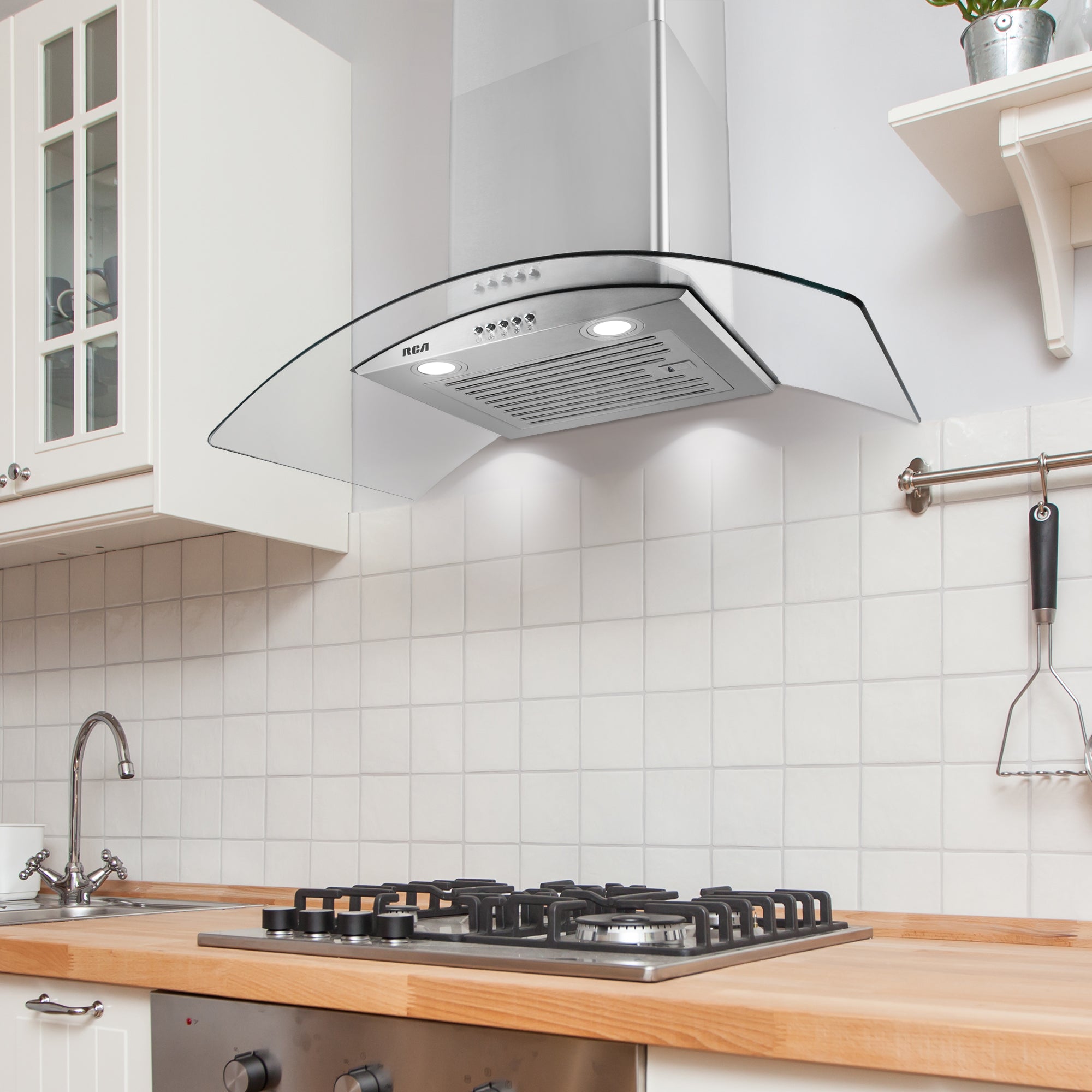 30 in. Regency Collection 400 CFM Ducted Glass Canopy Wall Mount Range Hood, Push Buttons, LEDs, Stainless Steel