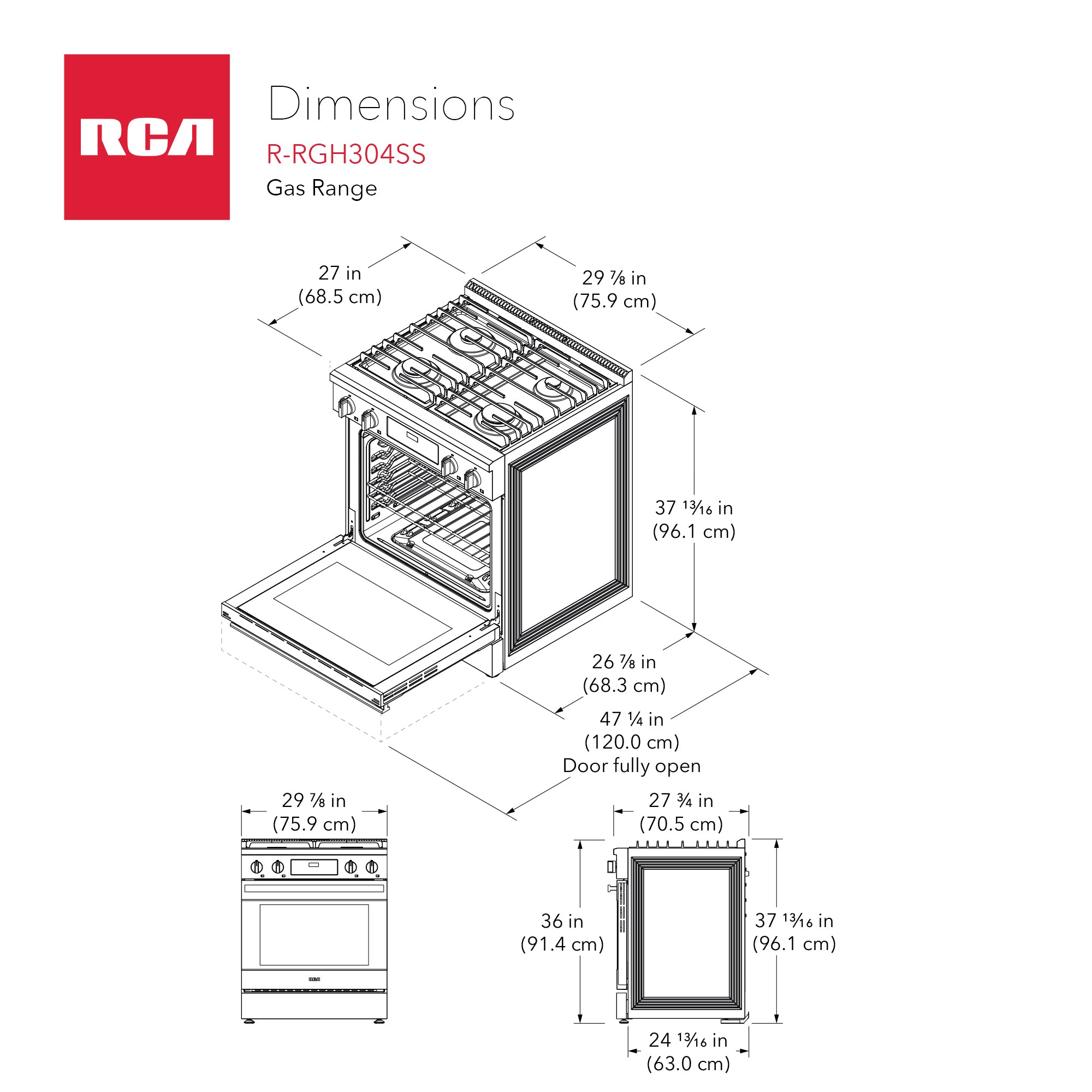 30 in. Heritage Collection 4.6 cu. ft. Gas Range with 4 Sealed Burners and Convection Oven in Stainless Steel