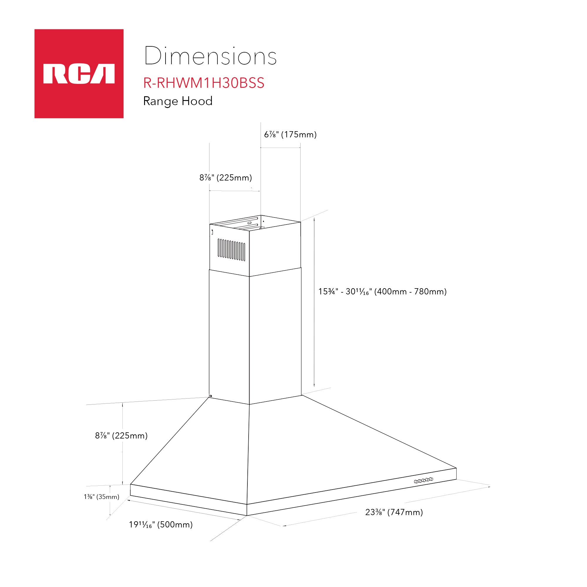 30 in. Heritage Collection 400 CFM Ducted Wall Mount Range Hood, Push Button Controls, LED Lights, Stainless Steel